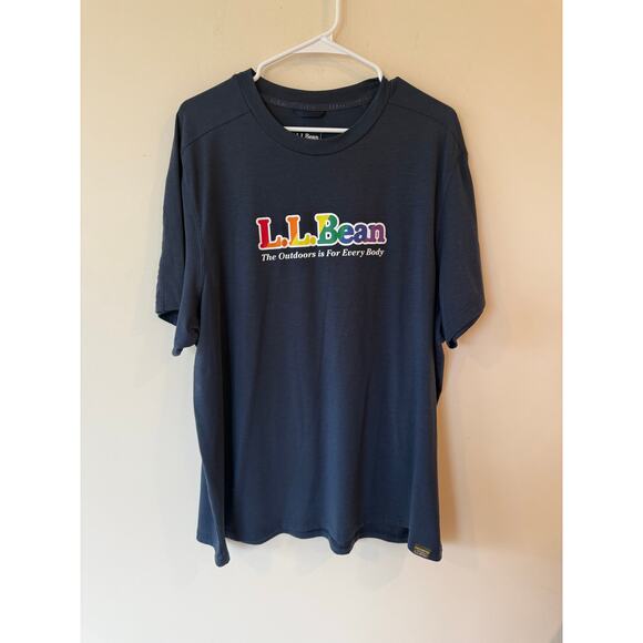 L.L.Bean T-Shirt Mens XL Navy Everyday SunSmart Graphics Slightly Fitted Stretch - Picture 1 of 8